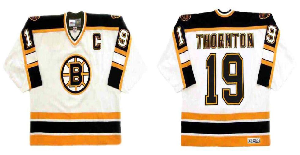 2019 Men Boston Bruins #19 Thornton White CCM NHL jerseys